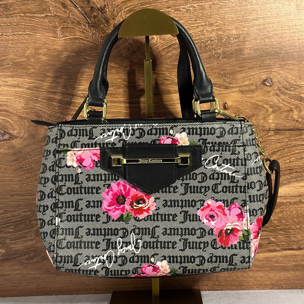 Juicy Couture | Word On The Street Rose Logo Print Satchel Bag Y2K